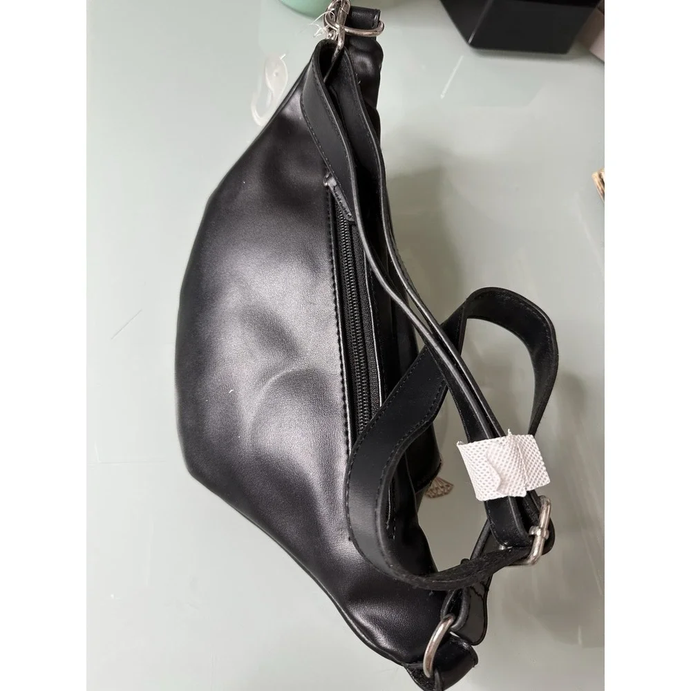Bachelorette Party TEAM BRIDE Belt Bag Black‎ Faux Leather Diamond Ring Zipper